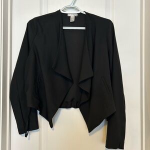 Black Open-Front Draped Blazer